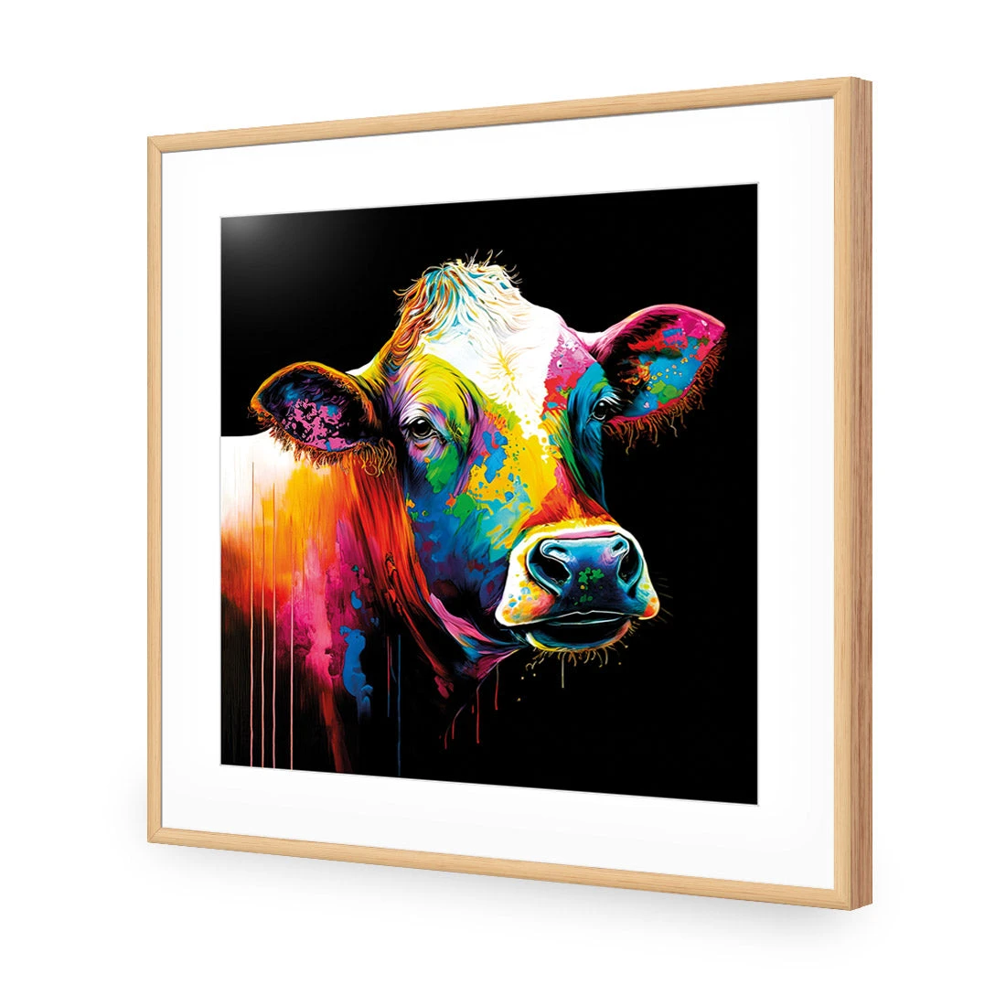 Rainbow Cow Rainbow Cow -WALL ART DESGIN SALE WB1277 AS Rainbow Cow ACR MAT THUMB FF OAK