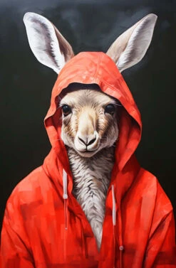 Kangaroo In Red Hoody