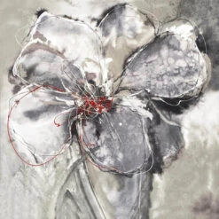 Abstract Hyacinth, Left Black And White With Enhanced Black, White And Red Canvas Art