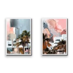 Abstract Skyline Perfect Pair -WALL ART DESGIN SALE abstract skyline perfect pair acrylic glass no border white frame 45x30cm 607811