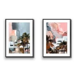 Abstract Skyline Perfect Pair -WALL ART DESGIN SALE abstract skyline perfect pair acrylic glass with border black frame 45x30cm 655311