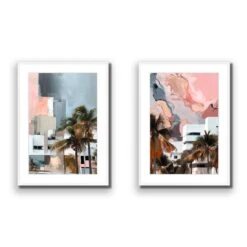 Abstract Skyline Perfect Pair -WALL ART DESGIN SALE abstract skyline perfect pair acrylic glass with border white frame 45x30cm 697573