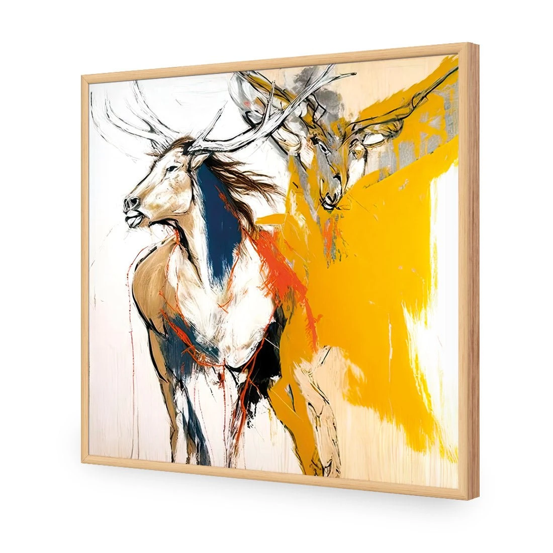 Abstract Stag Abstract Stag -WALL ART DESGIN SALE abstract stag acrylic glass no border oak frame 37x37cm 486844