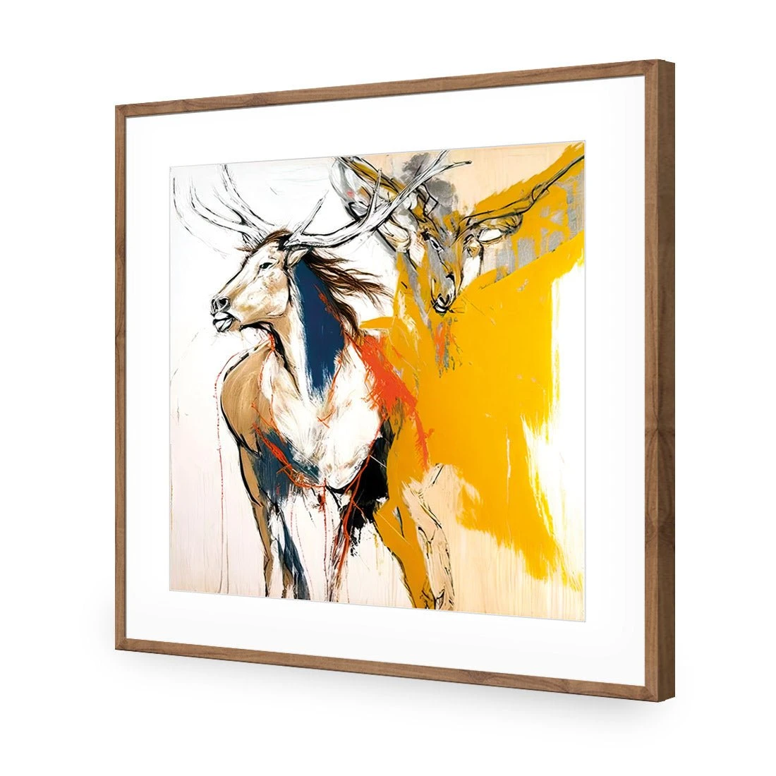 Abstract Stag Abstract Stag -WALL ART DESGIN SALE abstract stag acrylic glass with border natural frame 37x37cm 330710