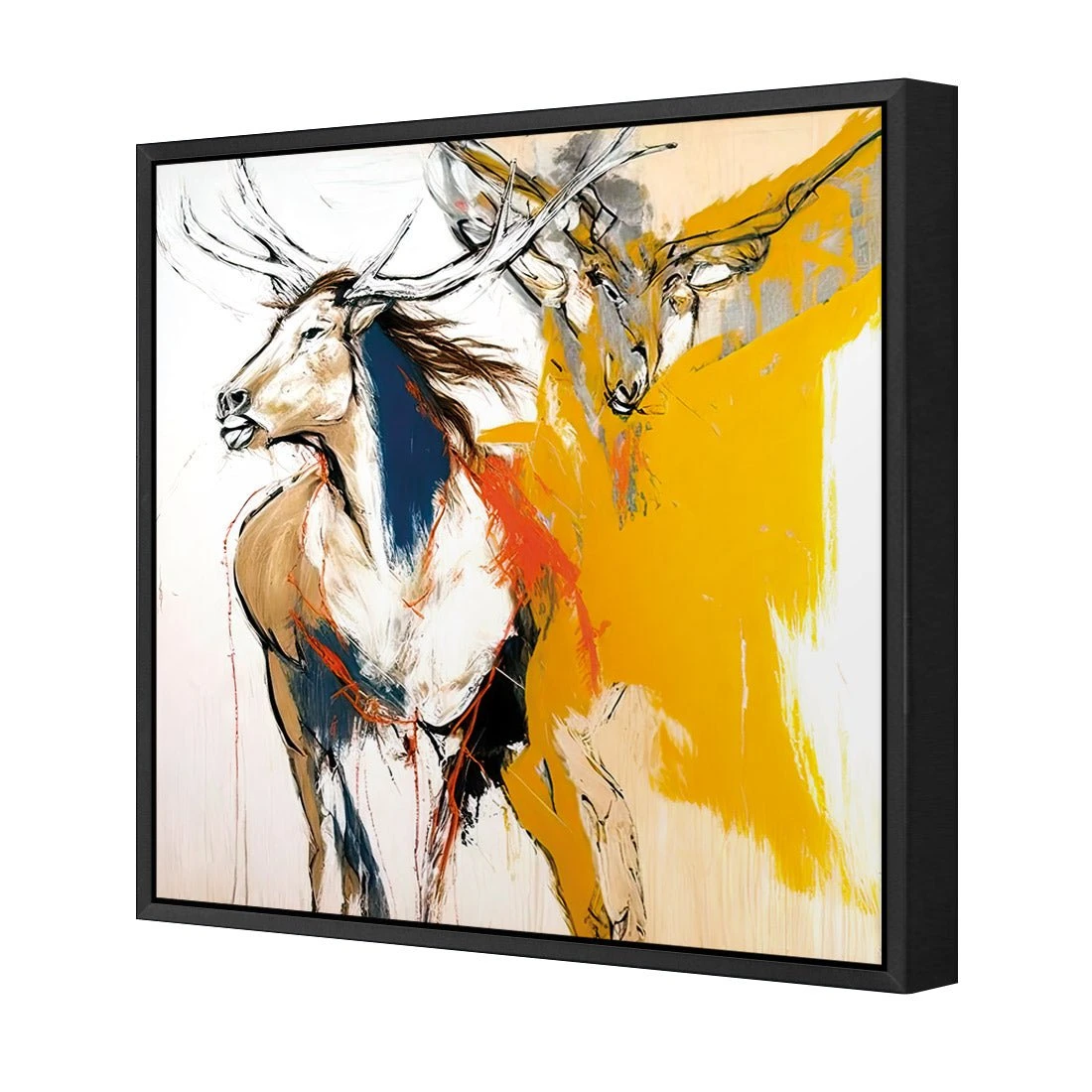 Abstract Stag Abstract Stag -WALL ART DESGIN SALE abstract stag canvas black floating frame 37x37cm 297789