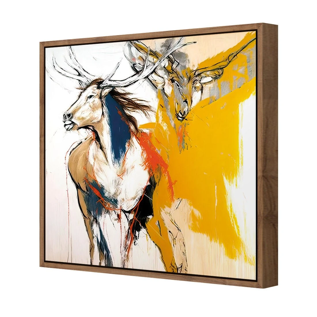 Abstract Stag Abstract Stag -WALL ART DESGIN SALE abstract stag canvas natural floating frame 37x37cm 977440