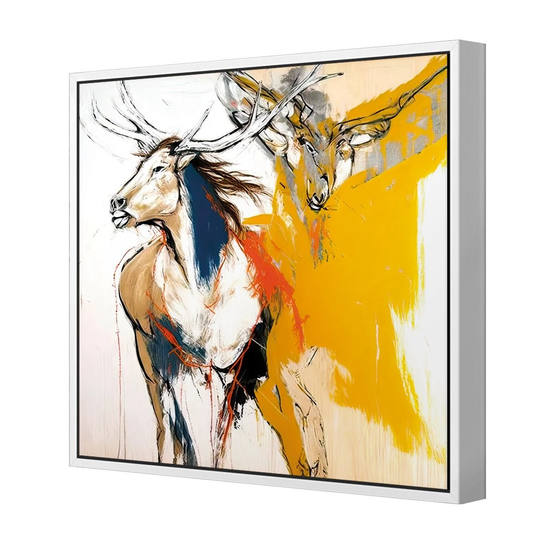 Abstract Stag Abstract Stag -WALL ART DESGIN SALE abstract stag canvas white floating frame 37x37cm 158247