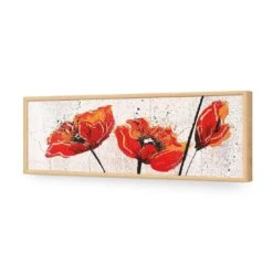 Abstract Tall Poppies (Long) -WALL ART DESGIN SALE abstract tall poppies long acrylic glass no border oak frame 90x30cm 557221