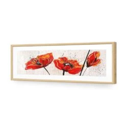 Abstract Tall Poppies (Long) -WALL ART DESGIN SALE abstract tall poppies long acrylic glass with border oak frame 90x30cm 359316
