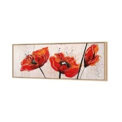 Abstract Tall Poppies (Long) -WALL ART DESGIN SALE abstract tall poppies long canvas oak floating frame 60x20cm 228630