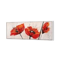 Abstract Tall Poppies (Long) -WALL ART DESGIN SALE abstract tall poppies long canvas white floating frame 60x20cm 859471