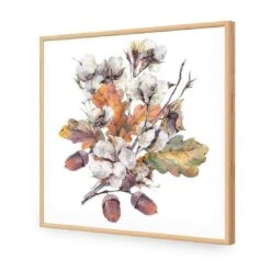Acorn Bouquet Watercolour (Square) -WALL ART DESGIN SALE acorn bouquet watercolour square acrylic glass no border oak frame 37x37cm 565498