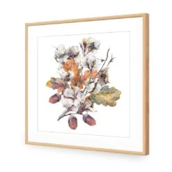 Acorn Bouquet Watercolour (Square) -WALL ART DESGIN SALE acorn bouquet watercolour square acrylic glass with border oak frame 37x37cm 876921