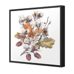 Acorn Bouquet Watercolour (Square) -WALL ART DESGIN SALE acorn bouquet watercolour square canvas black floating frame 37x37cm 264191