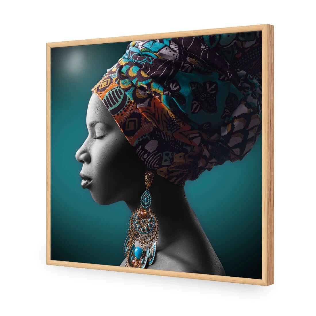 African Pose, Teal and Orange (square) African Pose, Teal And Orange (square) -WALL ART DESGIN SALE african pose teal and orange square acrylic glass no border oak frame 37x37cm 480698