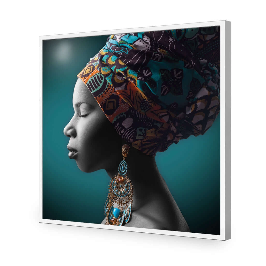 African Pose, Teal and Orange (square) African Pose, Teal And Orange (square) -WALL ART DESGIN SALE african pose teal and orange square acrylic glass no border white frame 37x37cm 686269