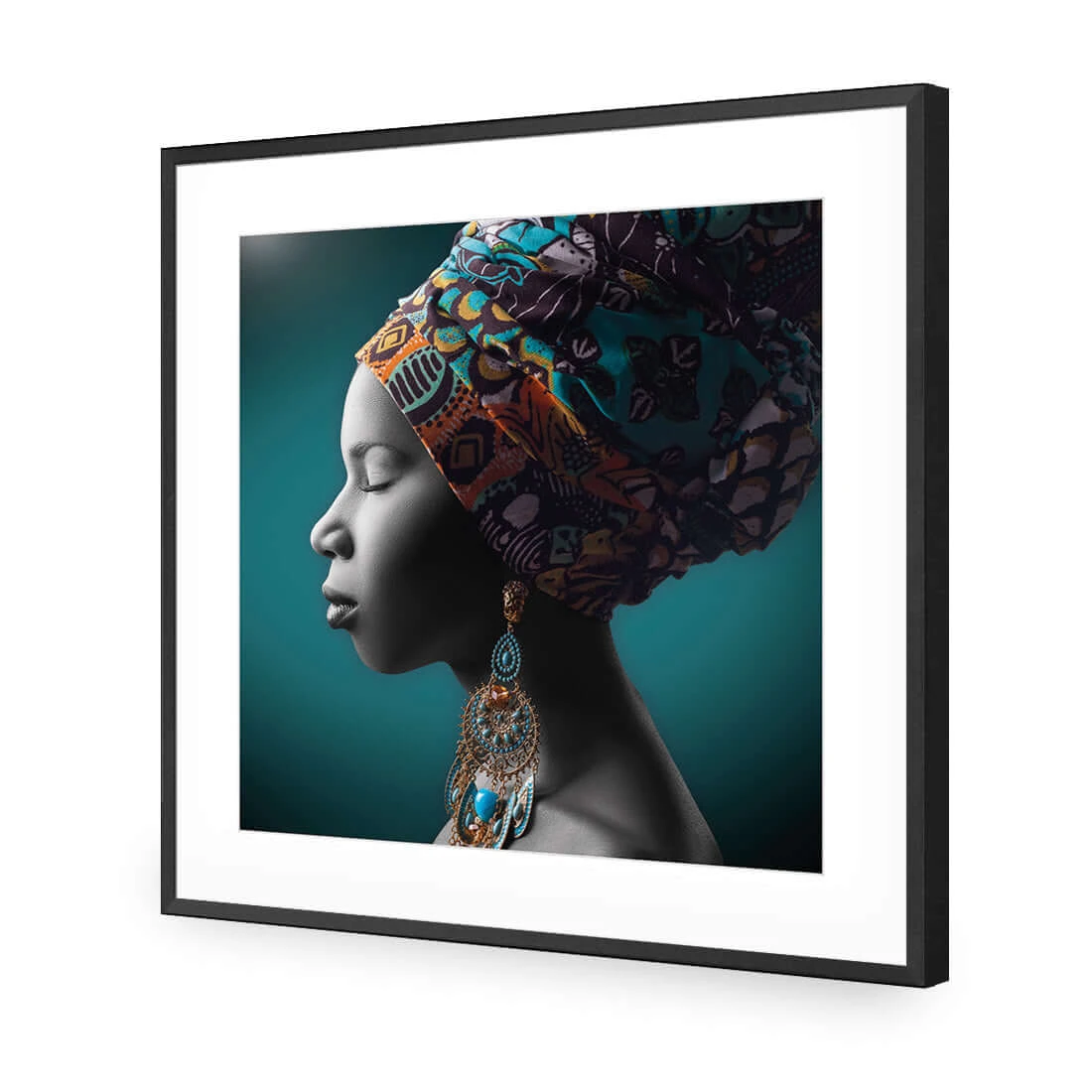 African Pose, Teal and Orange (square) African Pose, Teal And Orange (square) -WALL ART DESGIN SALE african pose teal and orange square acrylic glass with border black frame 37x37cm 495645