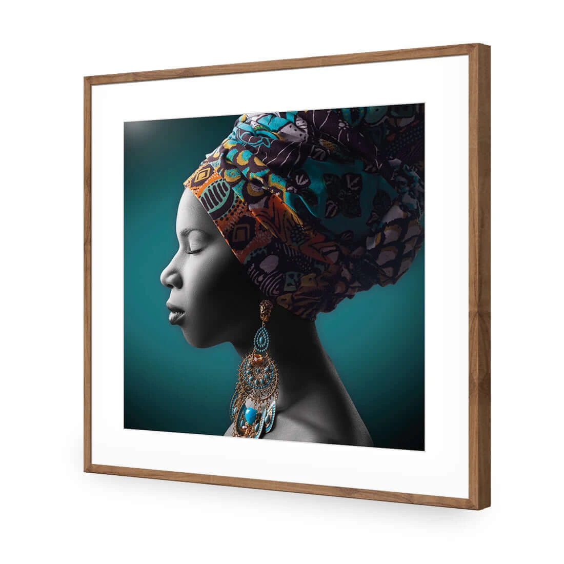 African Pose, Teal and Orange (square) African Pose, Teal And Orange (square) -WALL ART DESGIN SALE african pose teal and orange square acrylic glass with border natural frame 37x37cm 143882