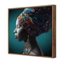 African Pose, Teal And Orange (square) 7 African Pose, Teal And Orange (square) -WALL ART DESGIN SALE african pose teal and orange square canvas natural floating frame 37x37cm 557221