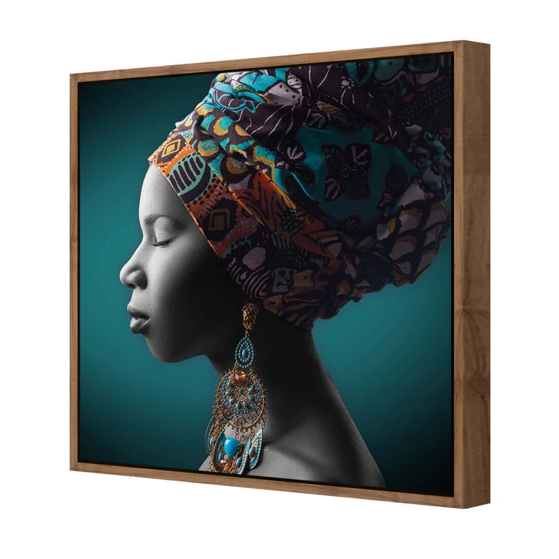 African Pose, Teal and Orange (square) African Pose, Teal And Orange (square) -WALL ART DESGIN SALE african pose teal and orange square canvas natural floating frame 37x37cm 557221