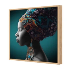 African Pose, Teal And Orange (square) 6 African Pose, Teal And Orange (square) -WALL ART DESGIN SALE african pose teal and orange square canvas oak floating frame 37x37cm 169017