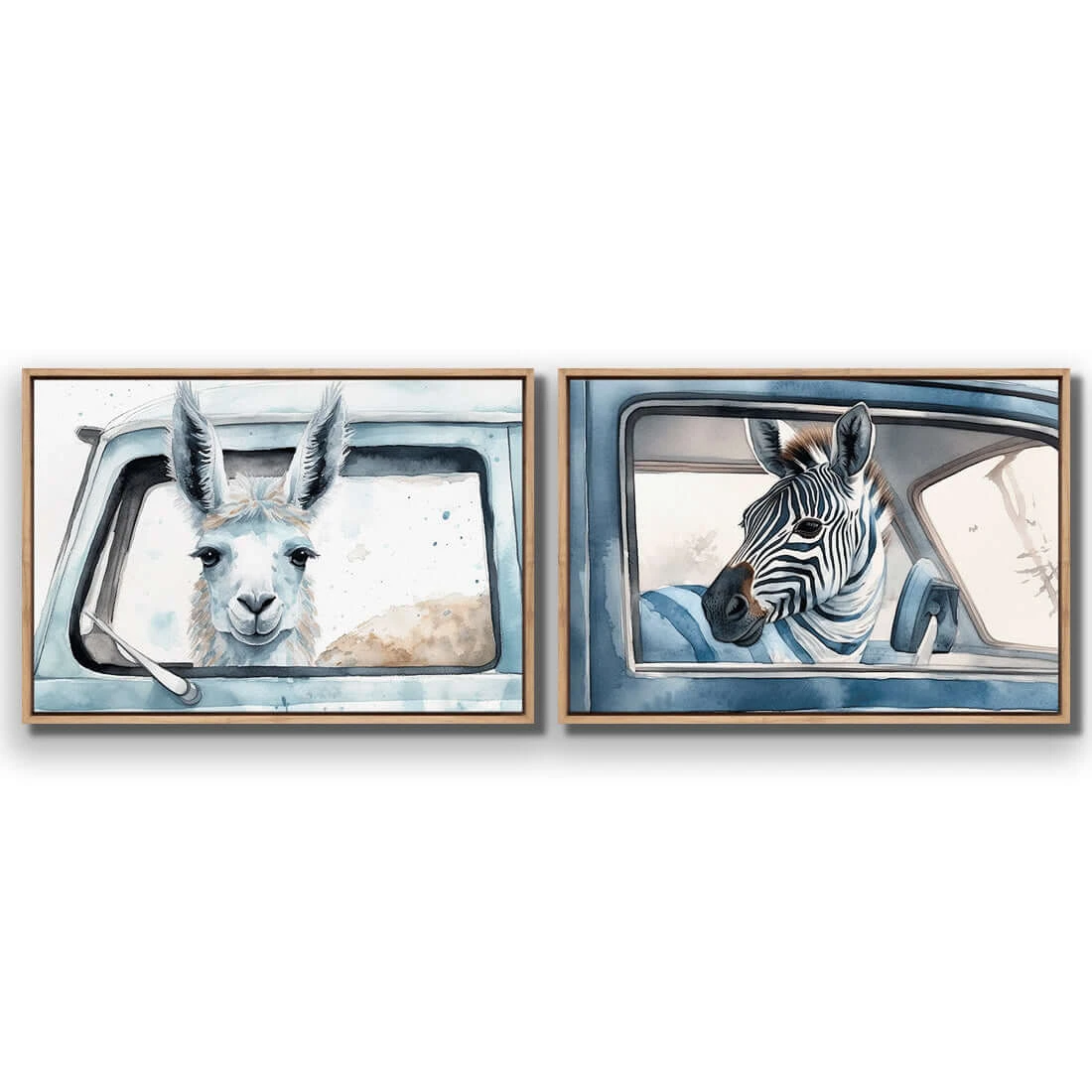 Animal Road Trip Perfect Pair Animal Road Trip Perfect Pair -WALL ART DESGIN SALE animal road trip perfect pair canvas oak floating frame 45x30cm 772440