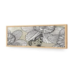 Antique Daffodils (long) -WALL ART DESGIN SALE antique daffodils long acrylic glass no border oak frame 90x30cm 138598