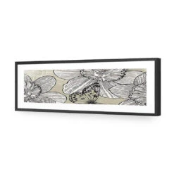 Antique Daffodils (long) -WALL ART DESGIN SALE antique daffodils long acrylic glass with border black frame 90x30cm 821446