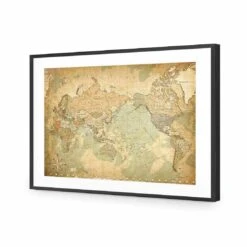 Antique World Map Acrylic Print Art -WALL ART DESGIN SALE antique world map acrylic glass art with border black frame 118x80cm 170924