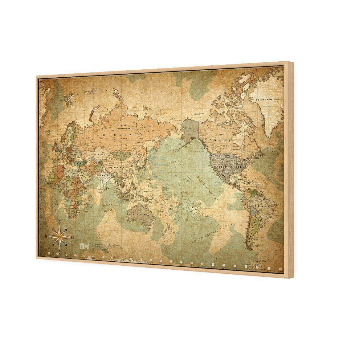 Antique World Map Canvas Art Antique World Map Canvas Art -WALL ART DESGIN SALE antique world map canvas art 118x80cm oak frame 383794