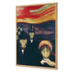 Anxiety By Edvard Munch -WALL ART DESGIN SALE anxiety by edvard munch acrylic glass no border oak frame 45x30cm 609772