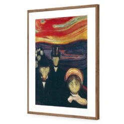 Anxiety By Edvard Munch -WALL ART DESGIN SALE anxiety by edvard munch acrylic glass with border natural frame 45x30cm 435642