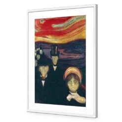 Anxiety By Edvard Munch -WALL ART DESGIN SALE anxiety by edvard munch acrylic glass with border white frame 45x30cm 132844