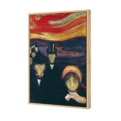 Anxiety By Edvard Munch -WALL ART DESGIN SALE anxiety by edvard munch canvas oak floating frame 45x30cm 661597