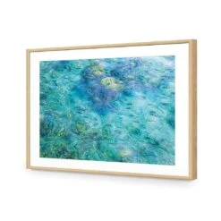 Aqua School -WALL ART DESGIN SALE aqua school acrylic glass with border oak frame 45x30cm 750697