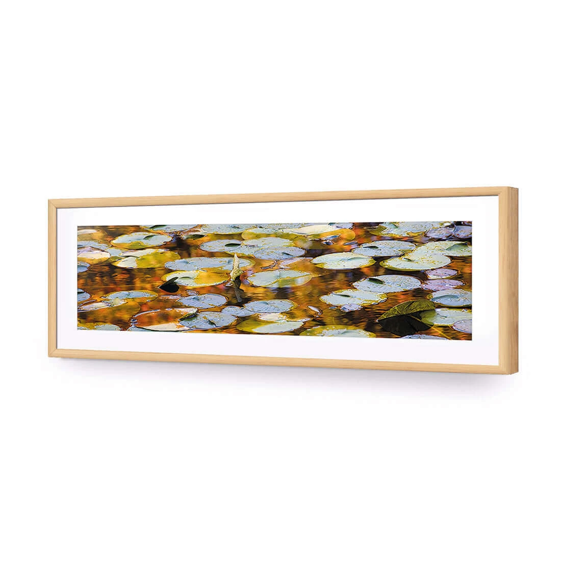 Autumn Lilypads (Long) Autumn Lilypads (Long) -WALL ART DESGIN SALE autumn lilypads long acrylic glass with border oak frame 90x30cm 897195