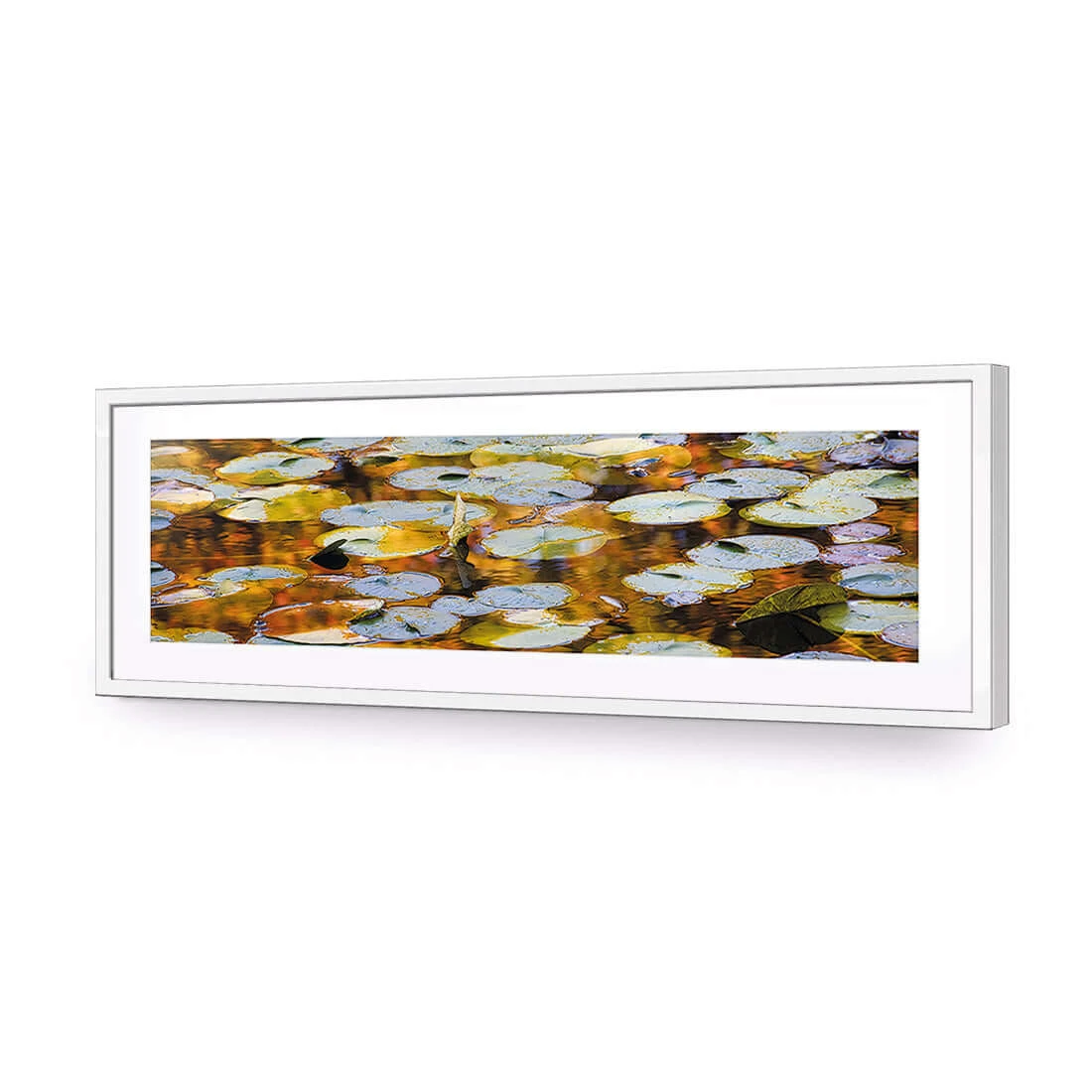 Autumn Lilypads (Long) Autumn Lilypads (Long) -WALL ART DESGIN SALE autumn lilypads long acrylic glass with border white frame 90x30cm 160082