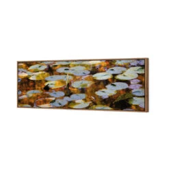Autumn Lilypads (Long) 8 Autumn Lilypads (Long) -WALL ART DESGIN SALE autumn lilypads long canvas natural floating frame 60x20cm 768765