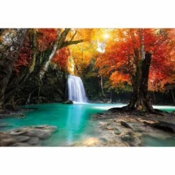 Autumn Waterfall Magic Canvas Art