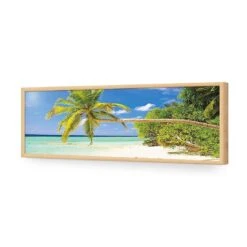 Bending Palm Tree (Long) 17 Bending Palm Tree (Long) -WALL ART DESGIN SALE bending palm tree long acrylic glass no border oak frame 90x30cm 112608