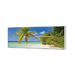 Bending Palm Tree (Long) 5 Bending Palm Tree (Long) -WALL ART DESGIN SALE bending palm tree long canvas white floating frame 60x20cm 245403