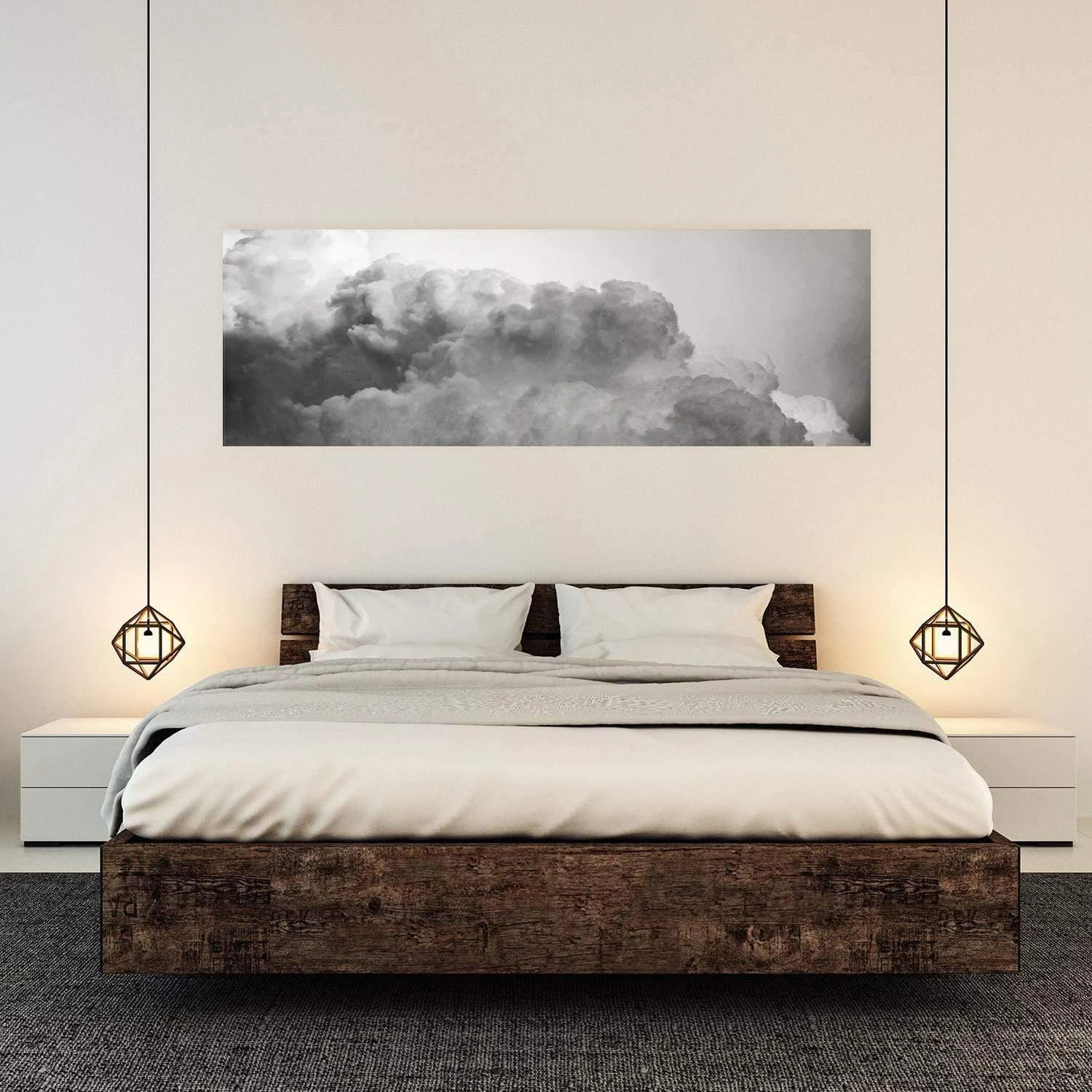 Billowing, Black and White (Long) Billowing, Black And White (Long) -WALL ART DESGIN SALE billowing black and white long canvas stretched canvas 60x20cm 609665