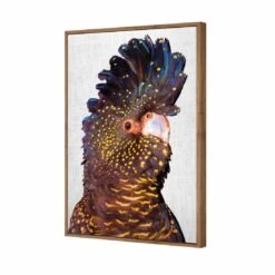 Black Cockatoo Front, Linen Canvas Art -WALL ART DESGIN SALE black cockatoo front linen canvas art 45x30cm natural frame 628580
