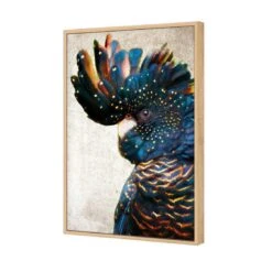 Black Cockatoo Side, Grunge Canvas Art -WALL ART DESGIN SALE black cockatoo side grunge canvas art 45x30cm oak frame 788924