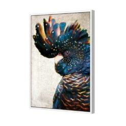 Black Cockatoo Side, Grunge Canvas Art -WALL ART DESGIN SALE black cockatoo side grunge canvas art 45x30cm white frame 998861
