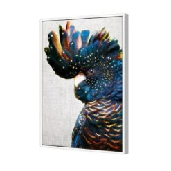 Black Cockatoo Side, Linen Canvas Art 5 Black Cockatoo Side, Linen Canvas Art -WALL ART DESGIN SALE black cockatoo side linen canvas art 45x30cm white frame 525423