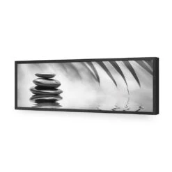 Black Stone Reflection, Black And White (Long) 15 Black Stone Reflection, Black And White (Long) -WALL ART DESGIN SALE black stone reflection black and white long acrylic glass no border black frame 90x30cm 846069