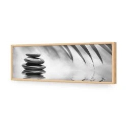 Black Stone Reflection, Black And White (Long) 17 Black Stone Reflection, Black And White (Long) -WALL ART DESGIN SALE black stone reflection black and white long acrylic glass no border oak frame 90x30cm 976748