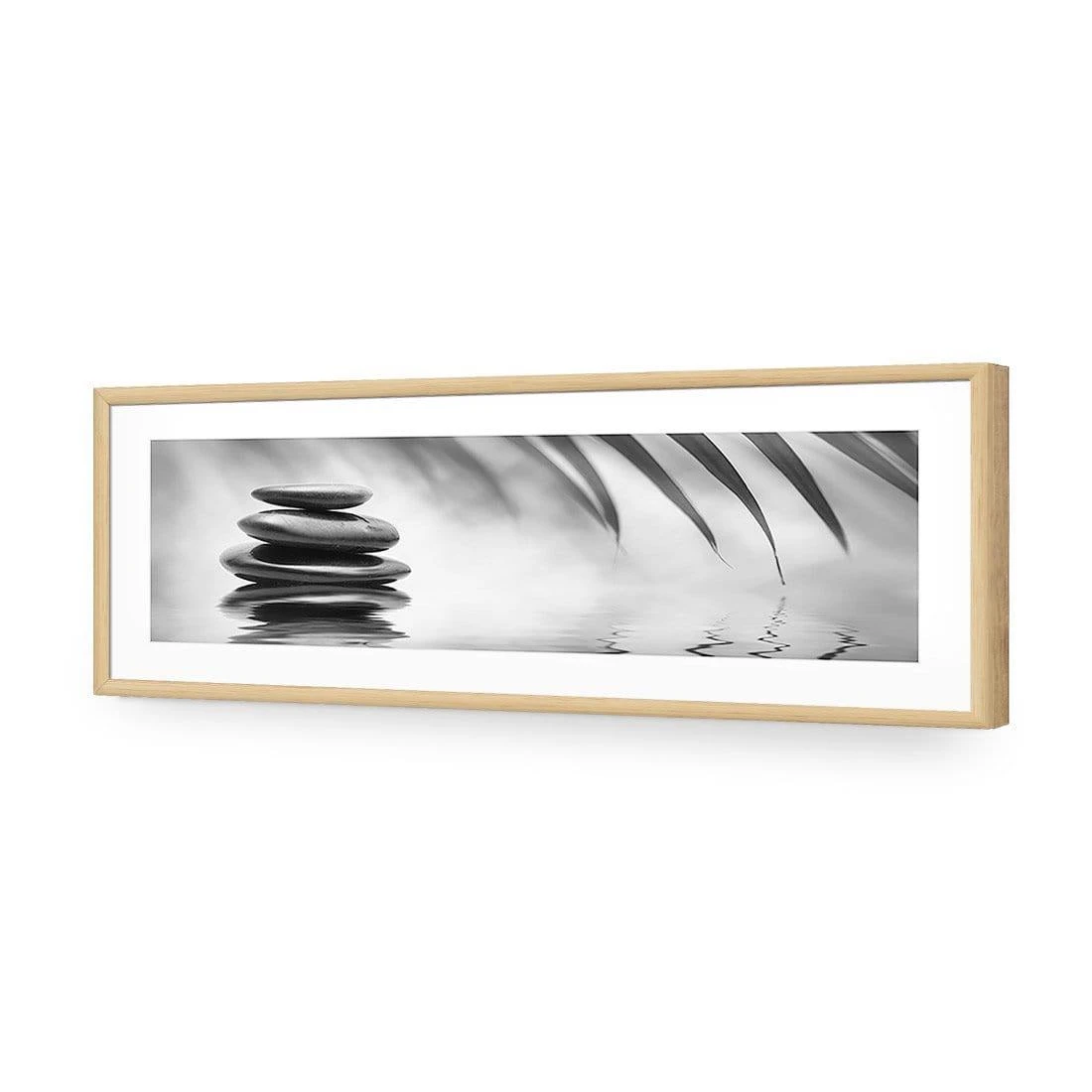 Black Stone Reflection, Black and White (Long) Black Stone Reflection, Black And White (Long) -WALL ART DESGIN SALE black stone reflection black and white long acrylic glass with border oak frame 90x30cm 322069