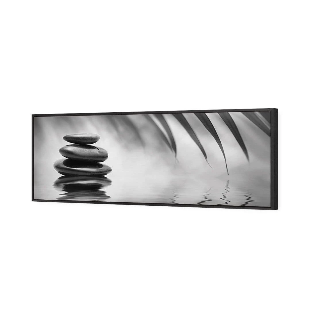 Black Stone Reflection, Black and White (Long) Black Stone Reflection, Black And White (Long) -WALL ART DESGIN SALE black stone reflection black and white long canvas black floating frame 60x20cm 581146